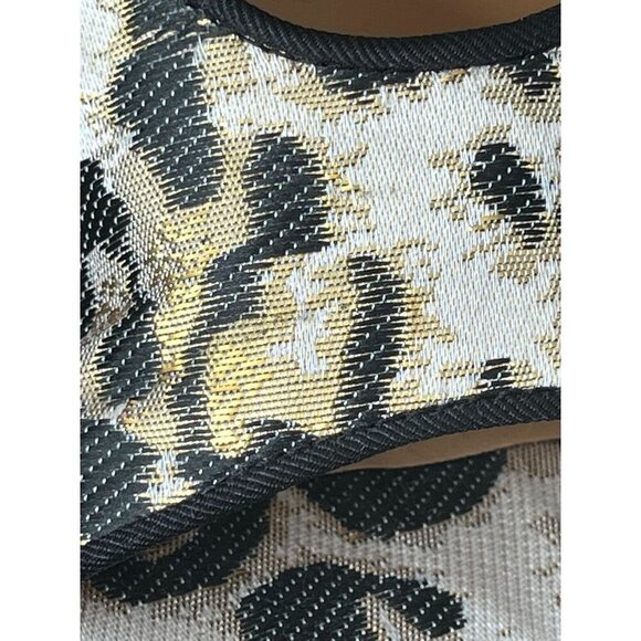 J Renee Metallic Animal Print Heel 11 Black Block Peep Toe Festive Glam Chic 80s - Picture 10 of 11